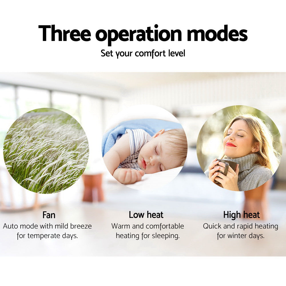 Devanti 2000W Black Wall-Mounted Ceramic Heater