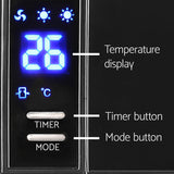 Devanti 2000W Black Wall-Mounted Ceramic Heater - Close-Up Angle