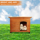 Little Buddies Wooden Flat Roof Dog Kennel - Small - Low Angle