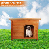 Little Buddies Weatherproof Wooden Flat Roof Dog Kennel - Medium - Low Angle
