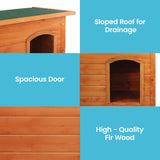 Little Buddies Wooden Flat Roof Dog Kennel - Large - 45-Degree Angle