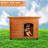 Little Buddies Wooden Flat Roof Dog Kennel - Large - Low Angle