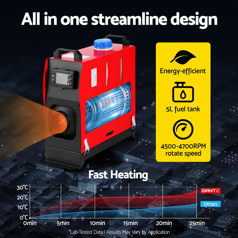 Giantz Diesel Air Heater All-in-one 12V 5KW LCD Remote Control for Car RV Indoors 2025 caravan machi