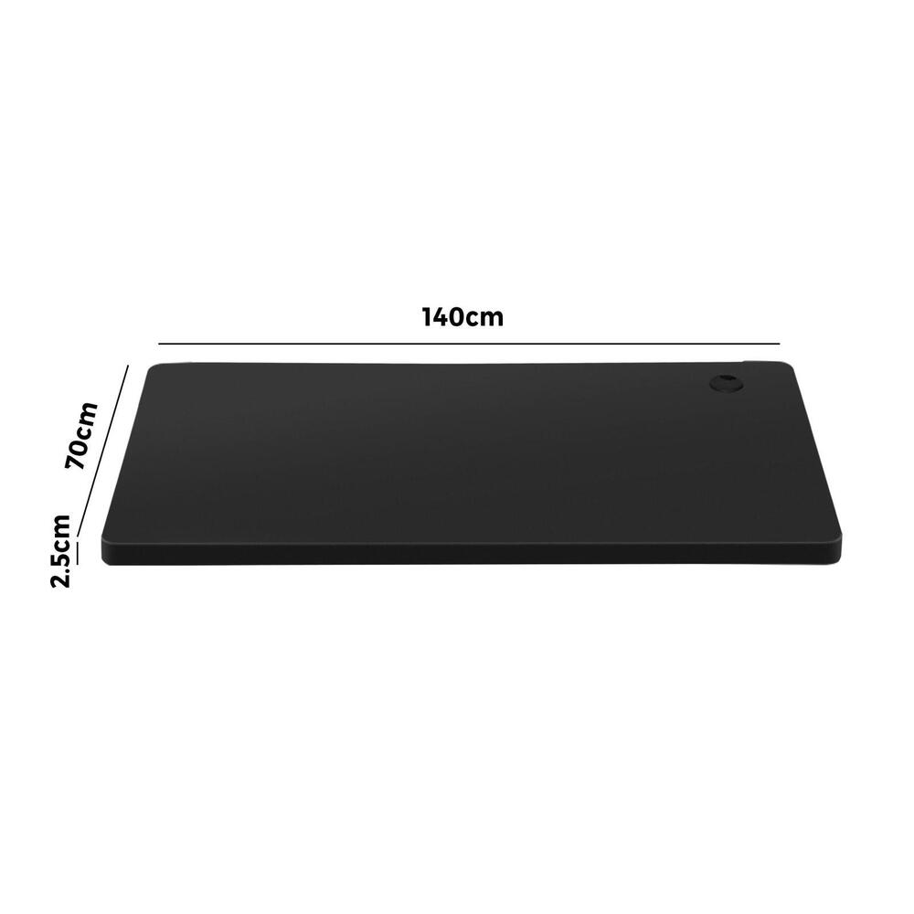 Oikiture Standing Desk Top with Drilled Hole Black 140x70cm
