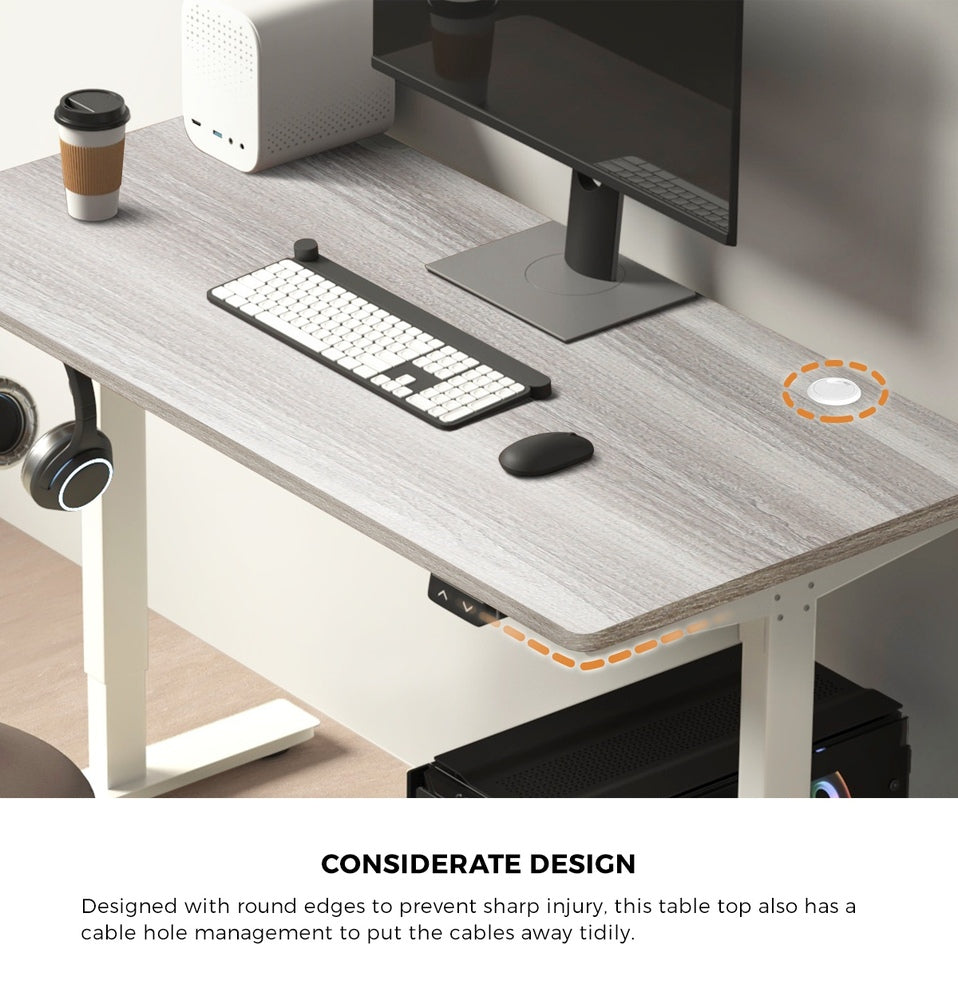 Oikiture Standing Desk Top Adjustable Electric Grey-Oak