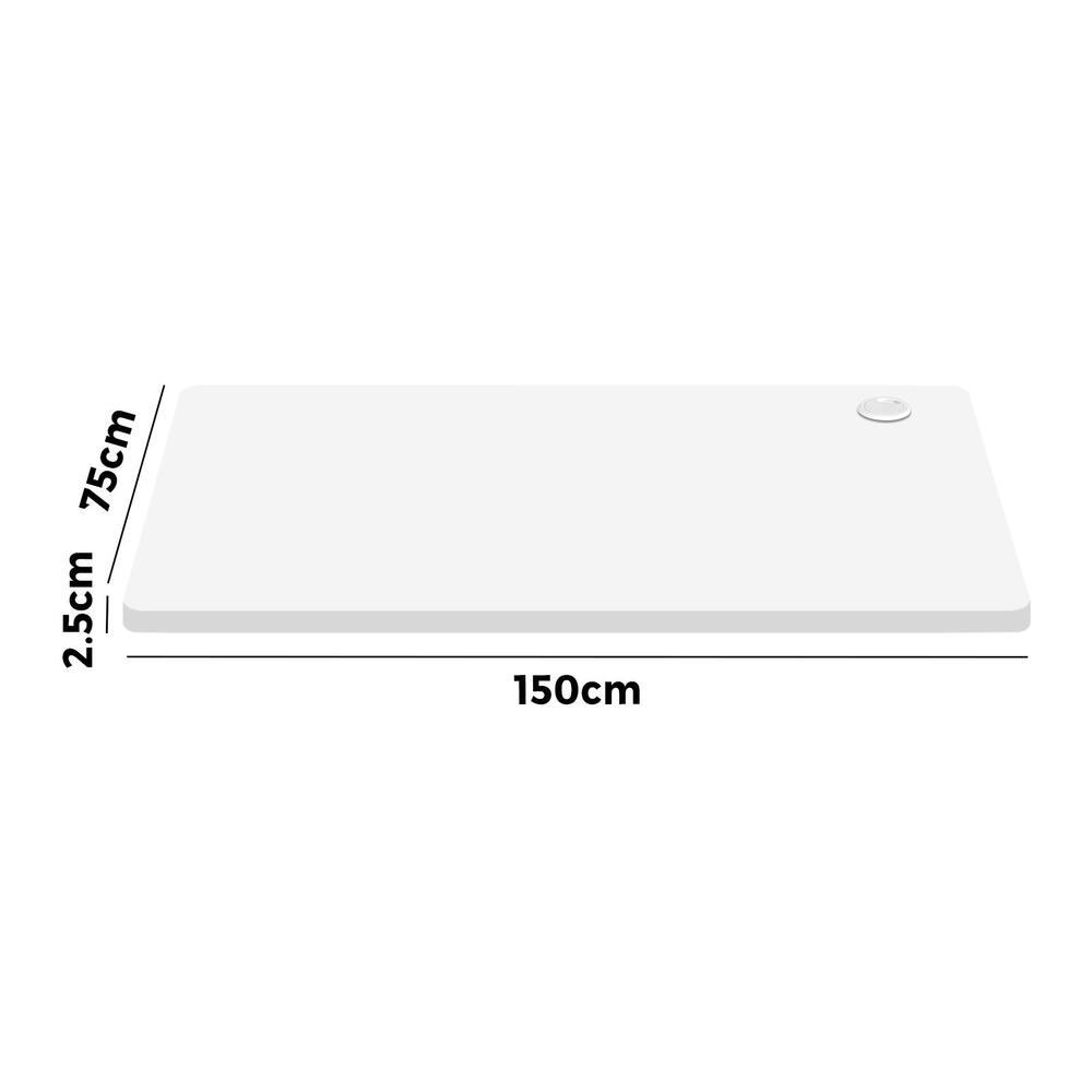 Oikiture Standing Desk Top with Drilled Hole White 150x75cm
