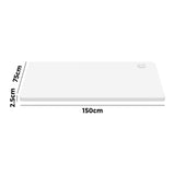 Oikiture Standing Desk Top with Drilled Hole White 150x75cm - Side View