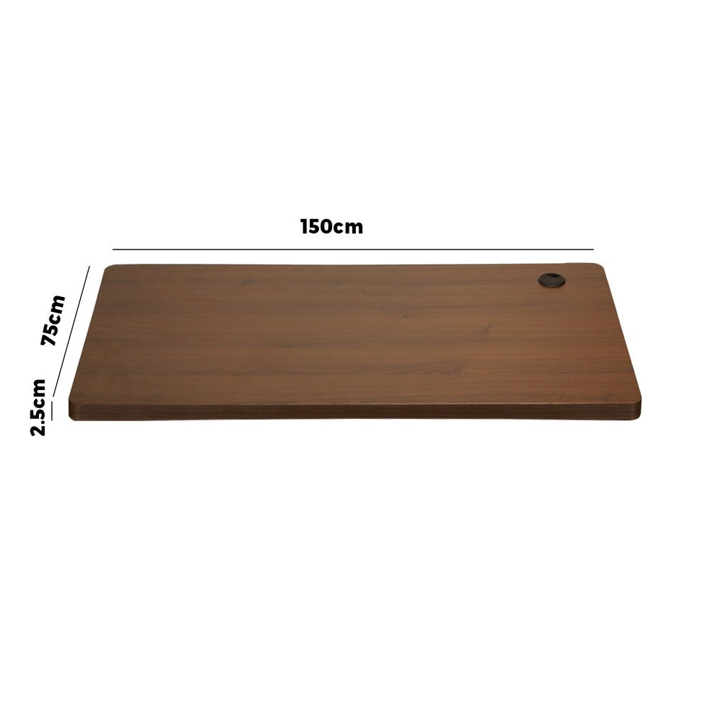 Oikiture Standing Desk Top with Drilled Hole Walnut 150x75cm