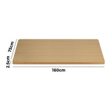 Oikiture Standing Desk Top with Drilled Hole OAK 160x75cm - Front View