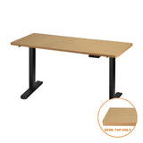 Oikiture Standing Desk Top with Drilled Hole OAK 160x75cm - Rear View