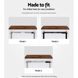 Artiss Standing Desk Top Rustic Brown 120CM - Rear View