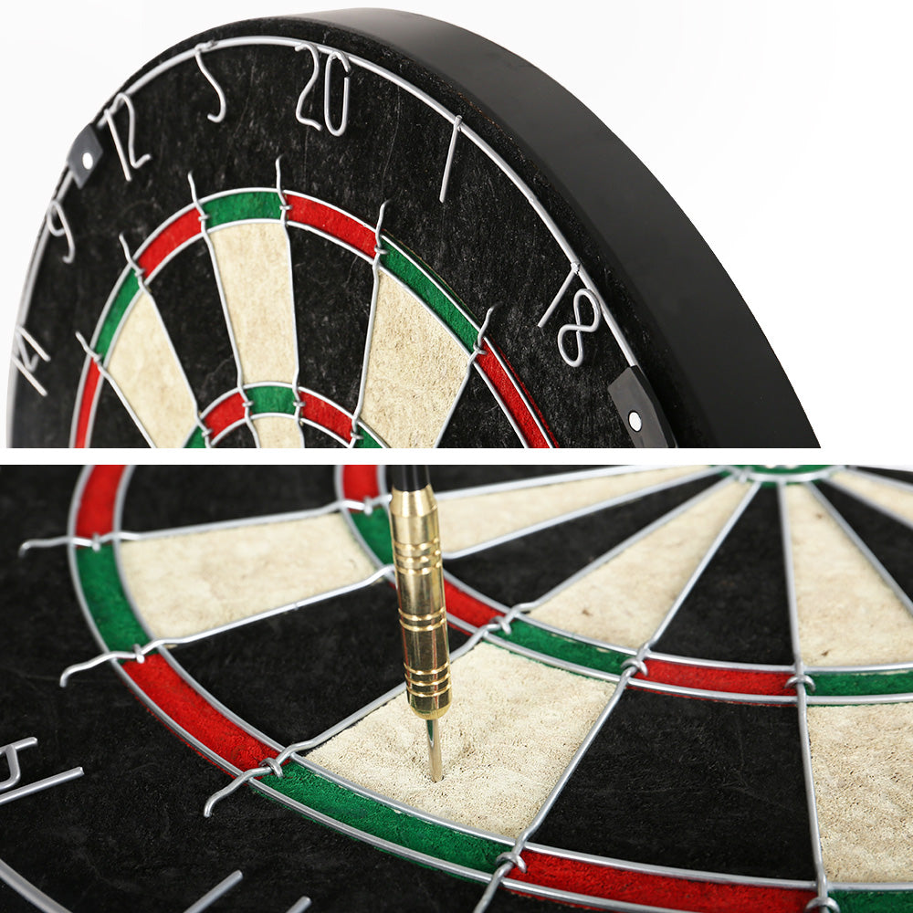 Deluxe 18 Dartboard Set with Steel Darts and Elegant Wooden Cabinet for Game Nights