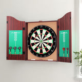 Deluxe 18 Dartboard Set with Steel Darts and Elegant Wooden Cabinet for Game Nights - Close-Up Angle