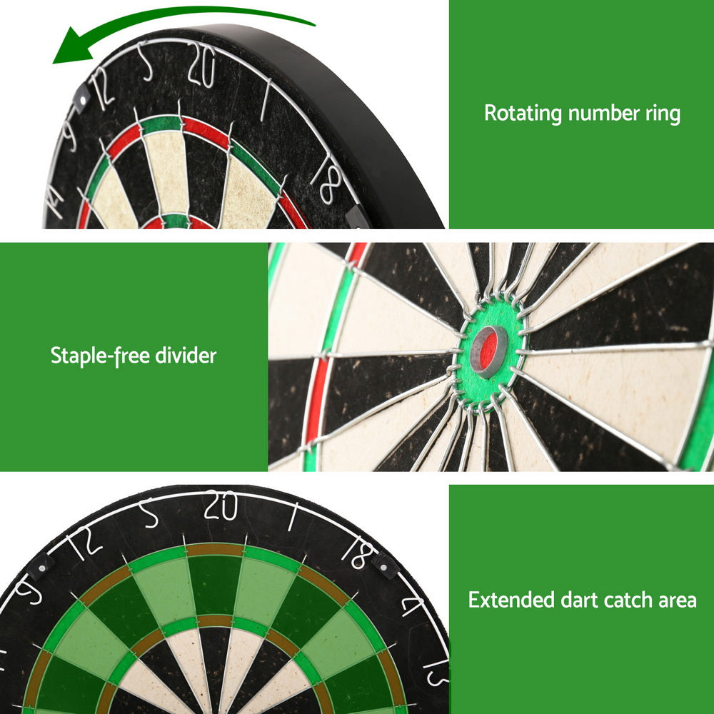 Deluxe 18 Dartboard Set with Steel Darts and Elegant Wooden Cabinet for Game Nights