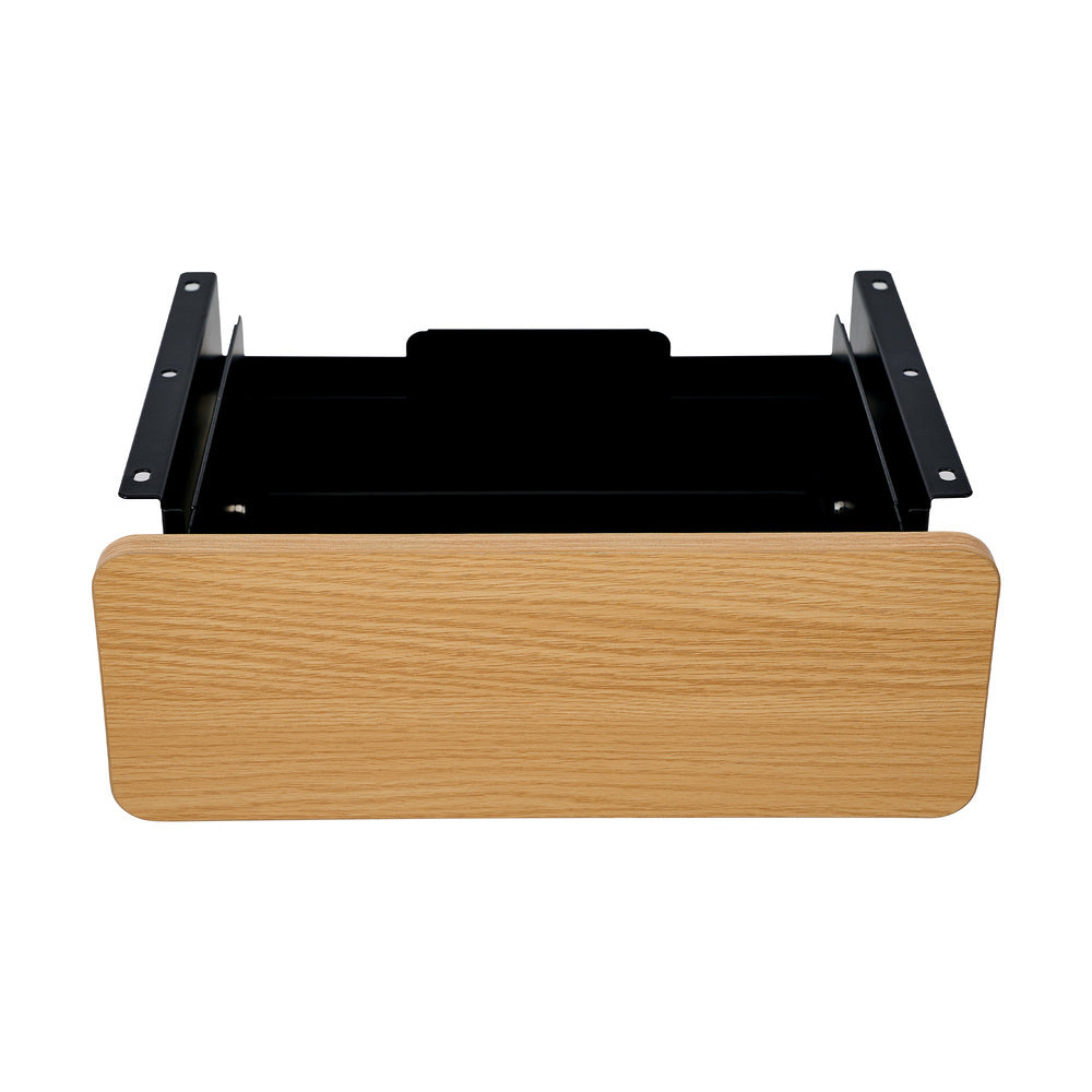 Oikiture Under Desk Drawer with 2 Drawers Dividers Natural and Black