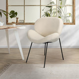 Oikiture Dining Chair Faux sherpa Cream