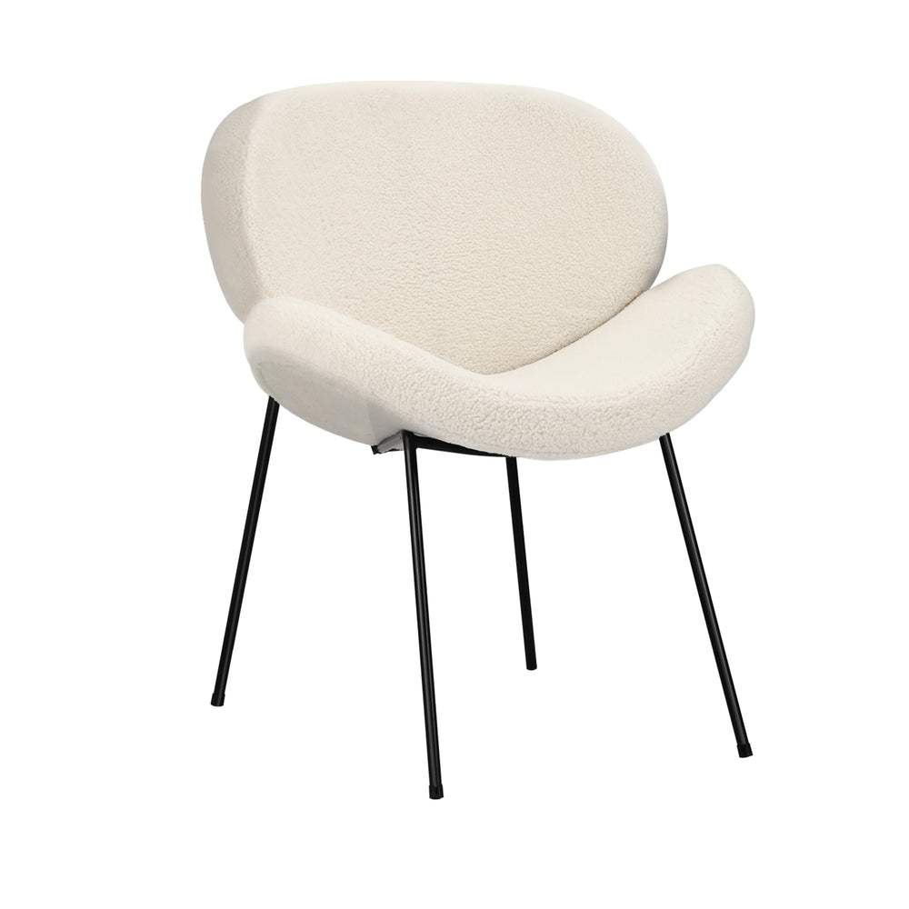Oikiture Dining Chair Faux sherpa Cream
