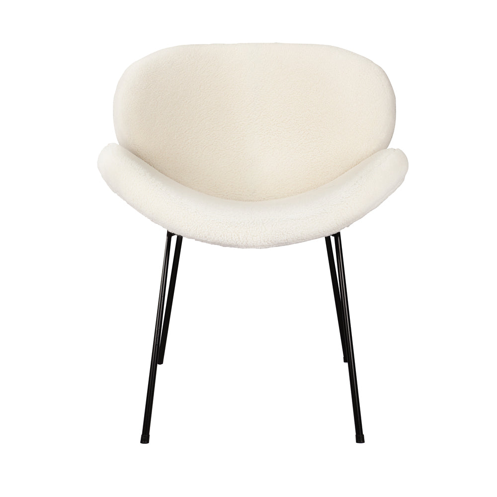 Oikiture Dining Chair Faux sherpa Cream