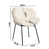 Oikiture Dining Chair Faux sherpa Cream