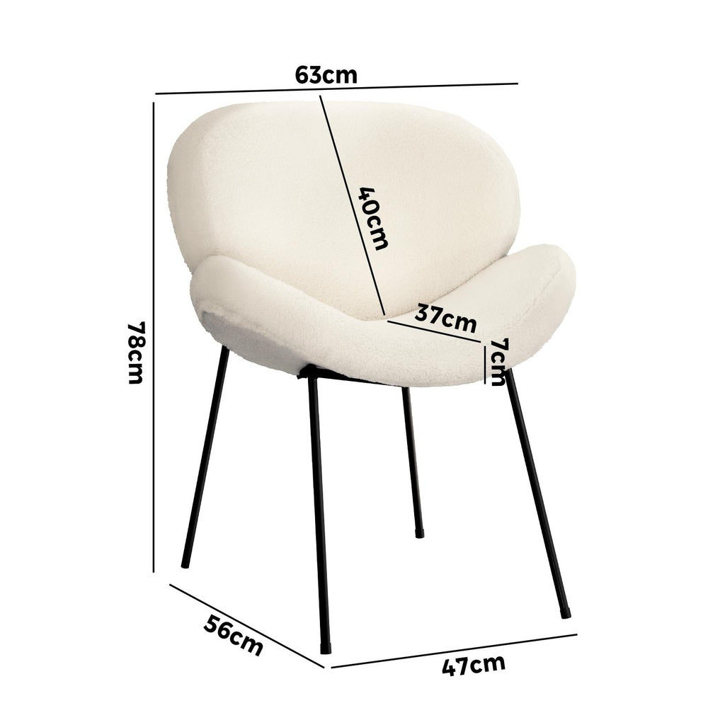 Oikiture 2PCS Dining Chair Faux Sherpa Cream