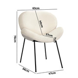 Oikiture 2PCS Dining Chair Faux Sherpa Cream