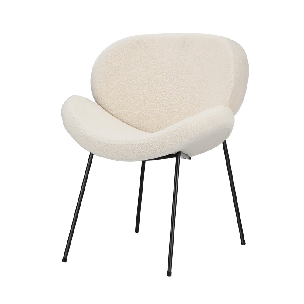 Oikiture 2PCS Dining Chair Faux Sherpa Cream