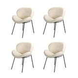 Oikiture 4PCS Armchair Dining Chair Sherpa White