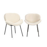 Oikiture 4PCS Armchair Dining Chair Sherpa White