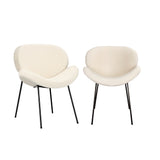 Oikiture 4PCS Armchair Dining Chair Sherpa White - Rear View