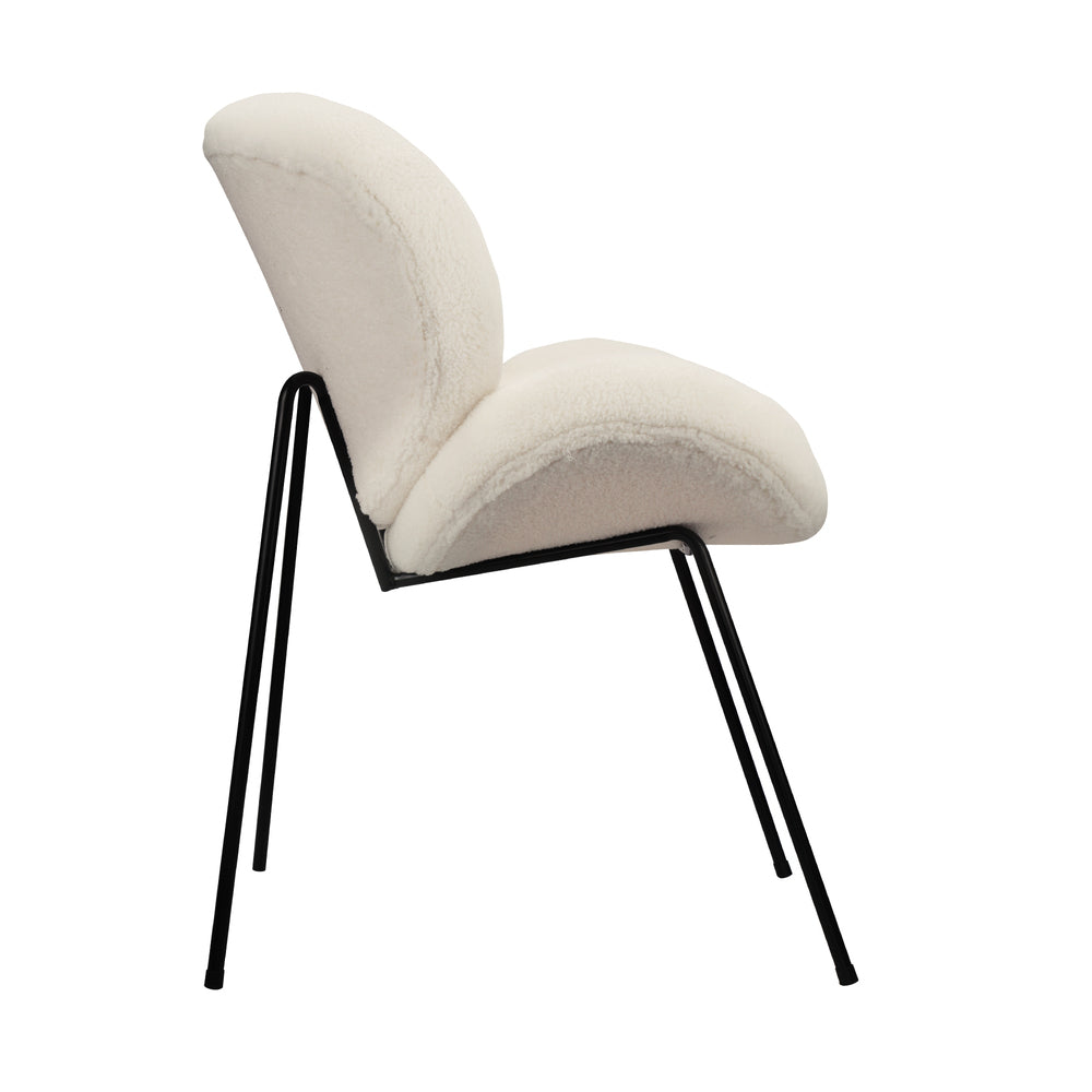 Oikiture 4PCS Armchair Dining Chair Sherpa White