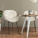 Oikiture 4PCS Armchair Dining Chair Sherpa White