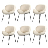 Oikiture 6PCS Armchair Dining Chair Sherpa White