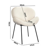 Oikiture 6PCS Armchair Dining Chair Sherpa White - 45-Degree Angle