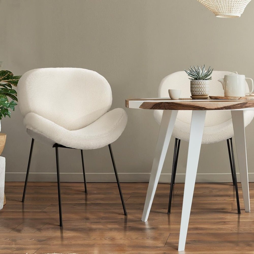 Oikiture 6PCS Armchair Dining Chair Sherpa White