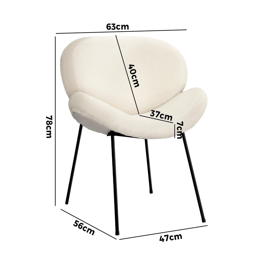 Oikiture 8PCS Dining Chair Tub Armchairs Sherpa White