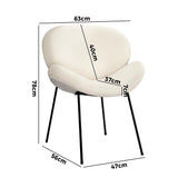 Oikiture 8PCS Dining Chair Tub Armchairs Sherpa White - 45-Degree Angle