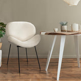 Oikiture 8PCS Dining Chair Tub Armchairs Sherpa White