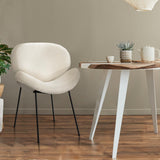 Oikiture 8PCS Dining Chair Tub Armchairs Sherpa White - Top-Down View