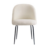 Oikiture 2x Dining Chairs Upholstered Sherpa White