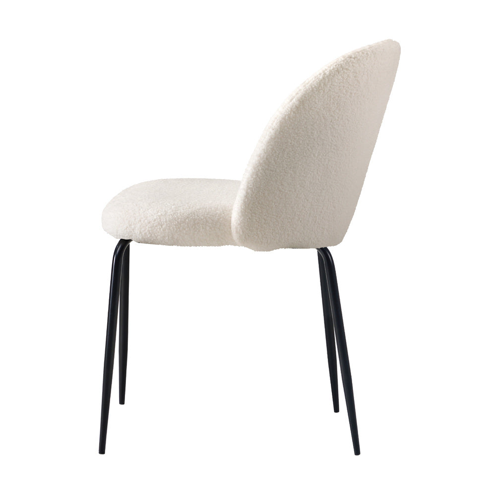 Oikiture 2x Dining Chairs Upholstered Sherpa White