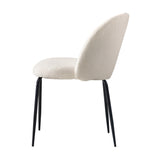 Oikiture 4x Dining Chairs Kitchen Upholstered Sherpa White - Close-Up Angle