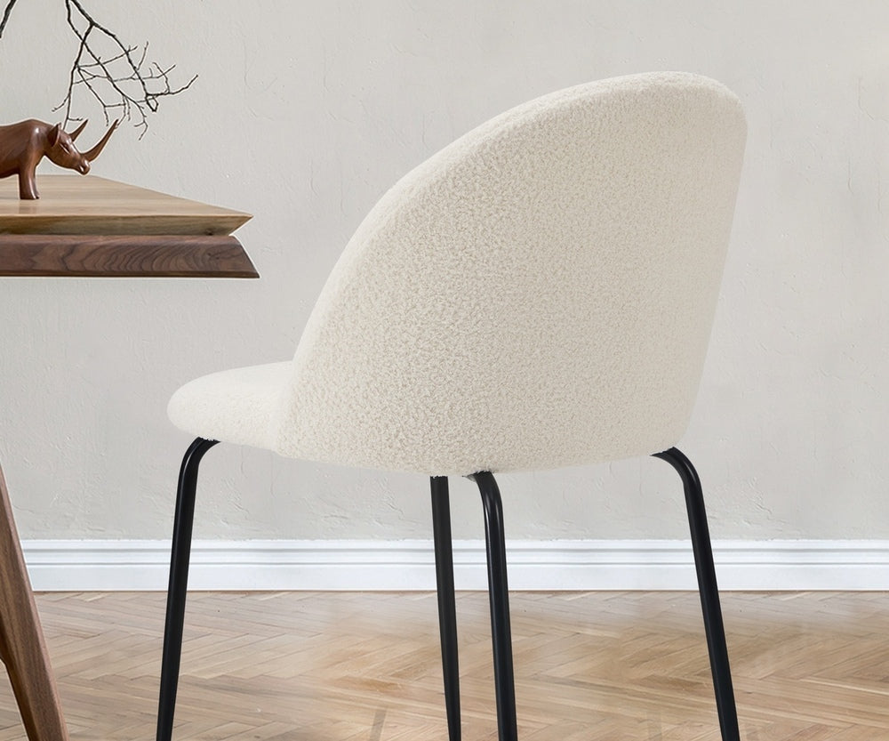 Oikiture 4x Dining Chairs Kitchen Upholstered Sherpa White