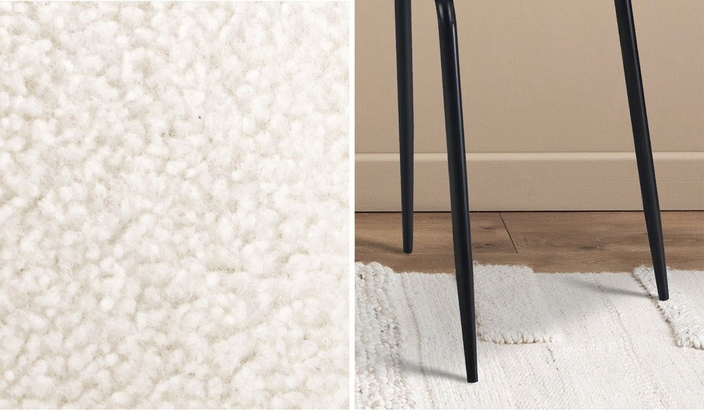 Oikiture 4x Dining Chairs Kitchen Upholstered Sherpa White