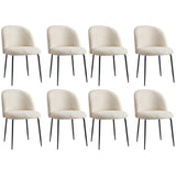 Oikiture 8x Dining Chairs Upholstered Sherpa White
