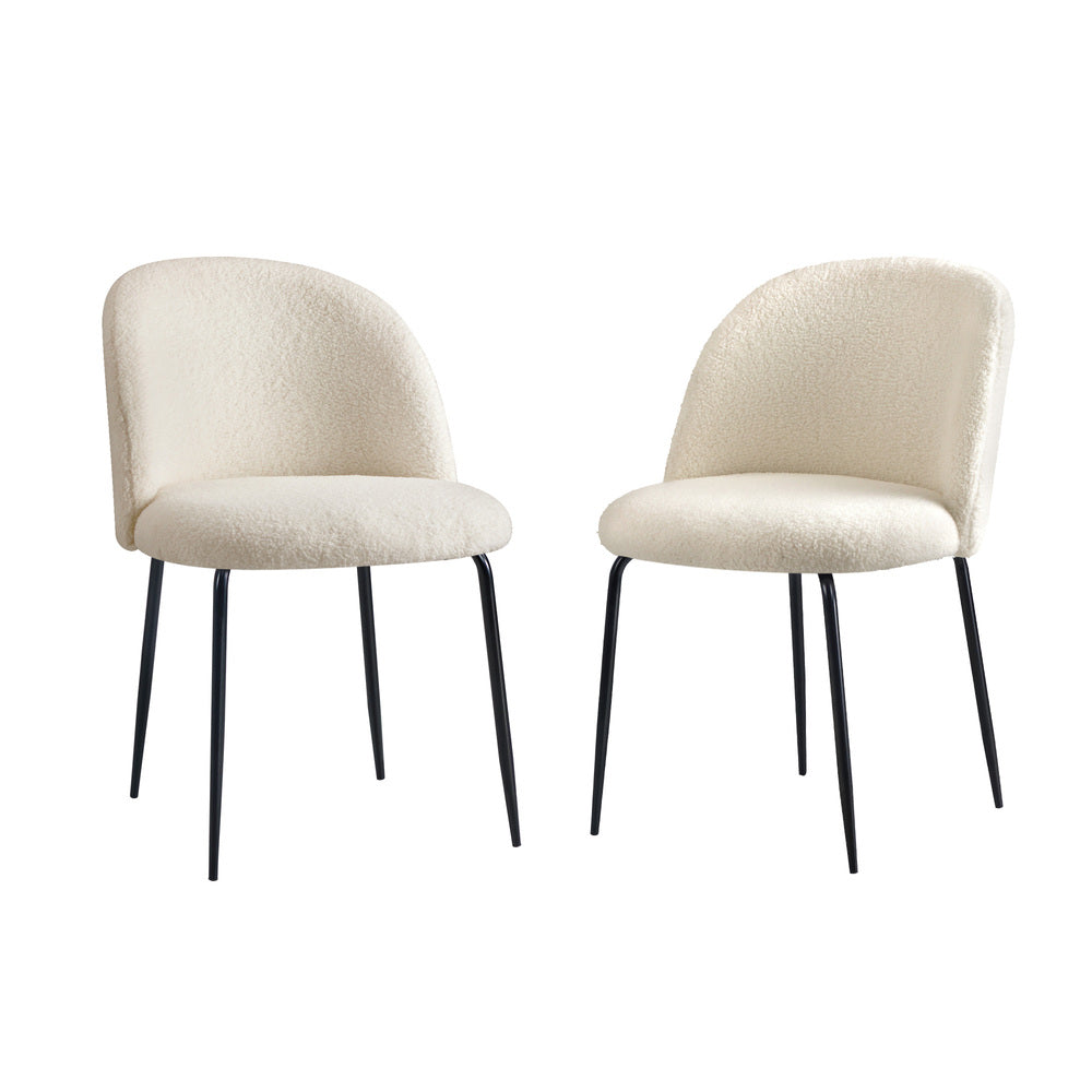 Oikiture 8x Dining Chairs Upholstered Sherpa White