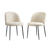 Oikiture 8x Dining Chairs Upholstered Sherpa White - Close-Up Angle