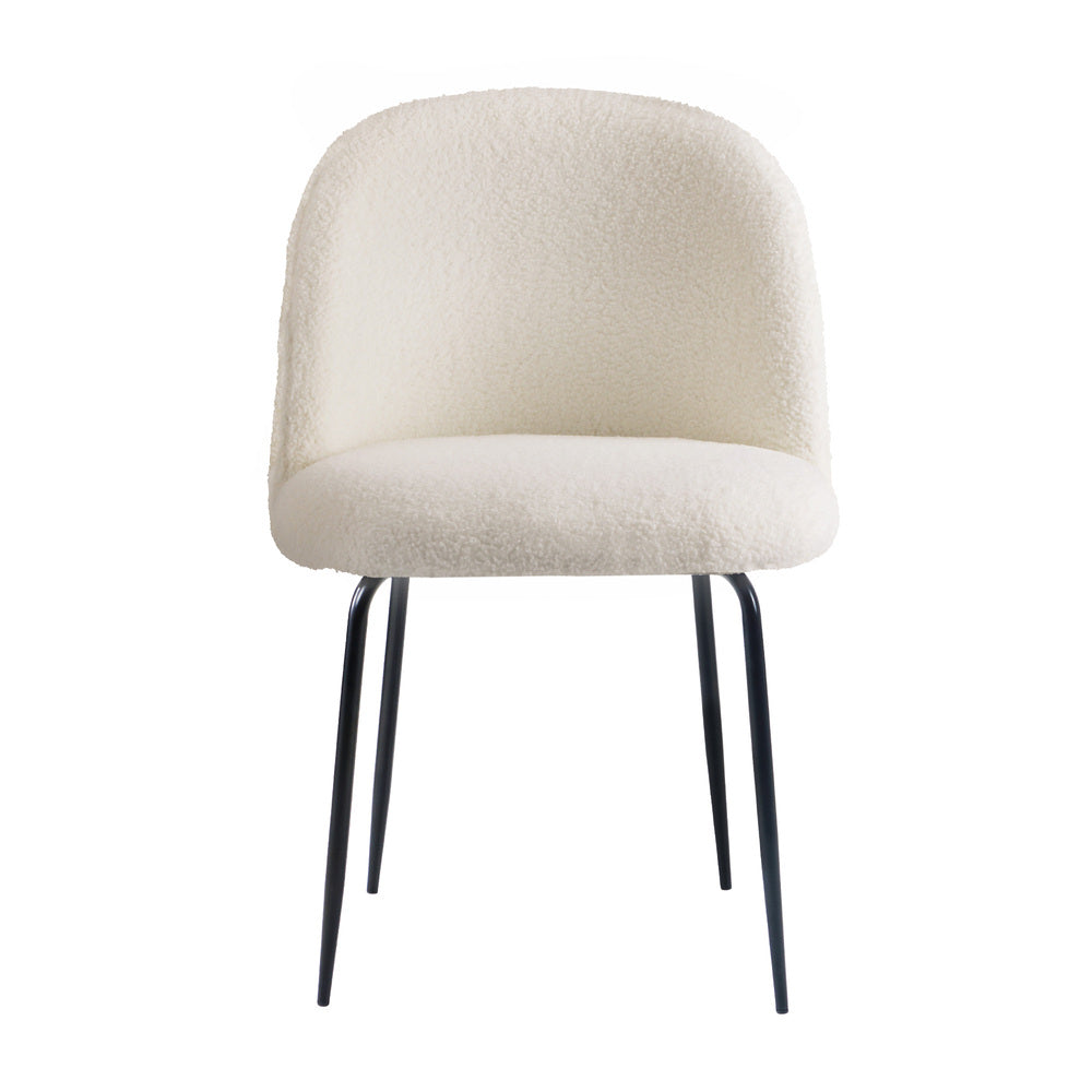 Oikiture 8x Dining Chairs Upholstered Sherpa White