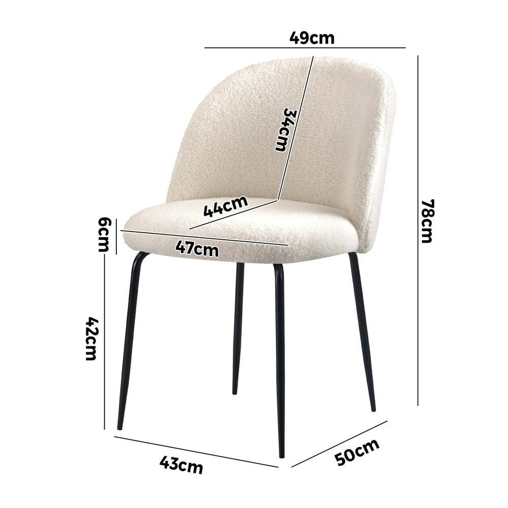 Oikiture 8x Dining Chairs Upholstered Sherpa White