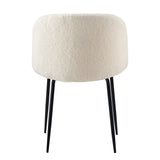 Oikiture 8x Dining Chairs Upholstered Sherpa White - Front View