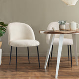 Oikiture 8x Dining Chairs Upholstered Sherpa White - Rear View